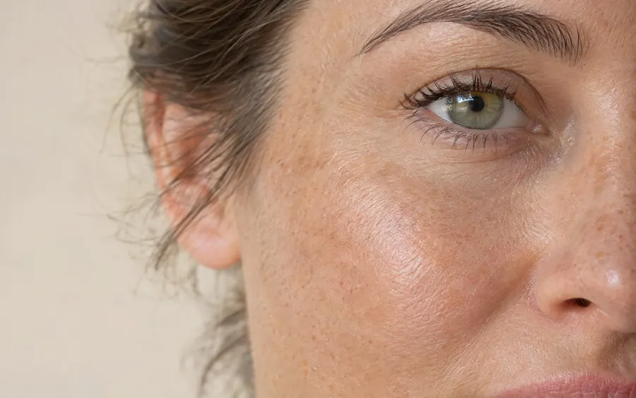 Skin laxity and dehydration, shown on the face