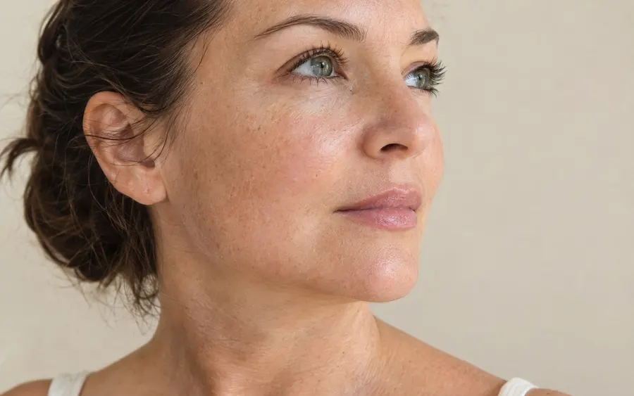 Lower face and neck laxity, shown on the face