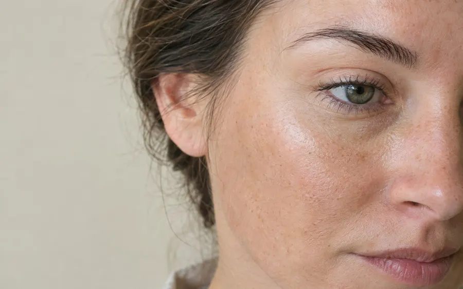 Downturned mouth corners, shown on the face
