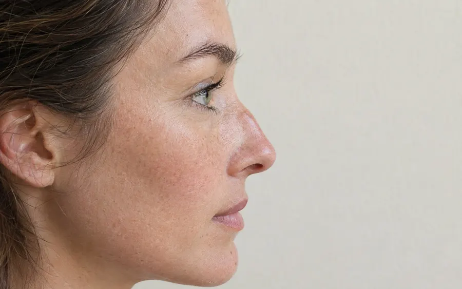 Dorsal hump or uneven bridge, shown on the face