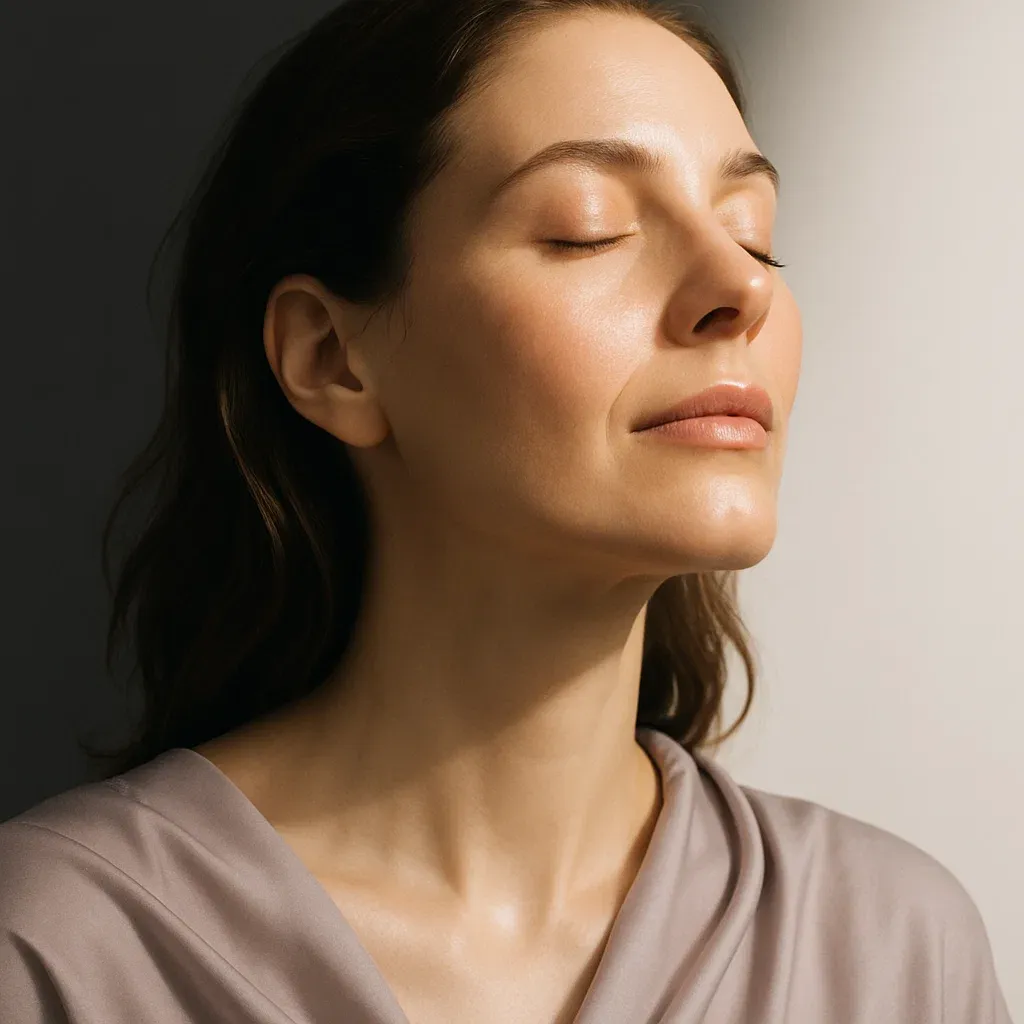 A patient of Dr Harry Clinic with calm, even skin, Obagi Medical skincare